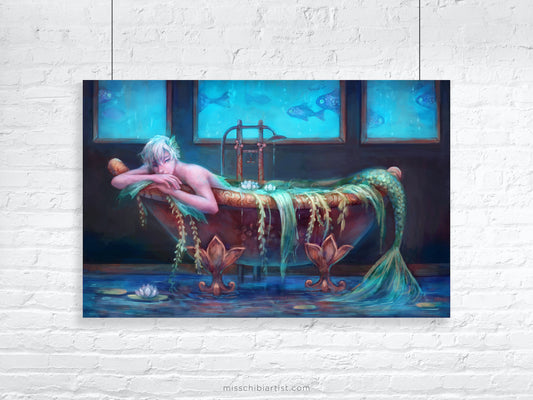 Bath Illustration | Merman Art Print