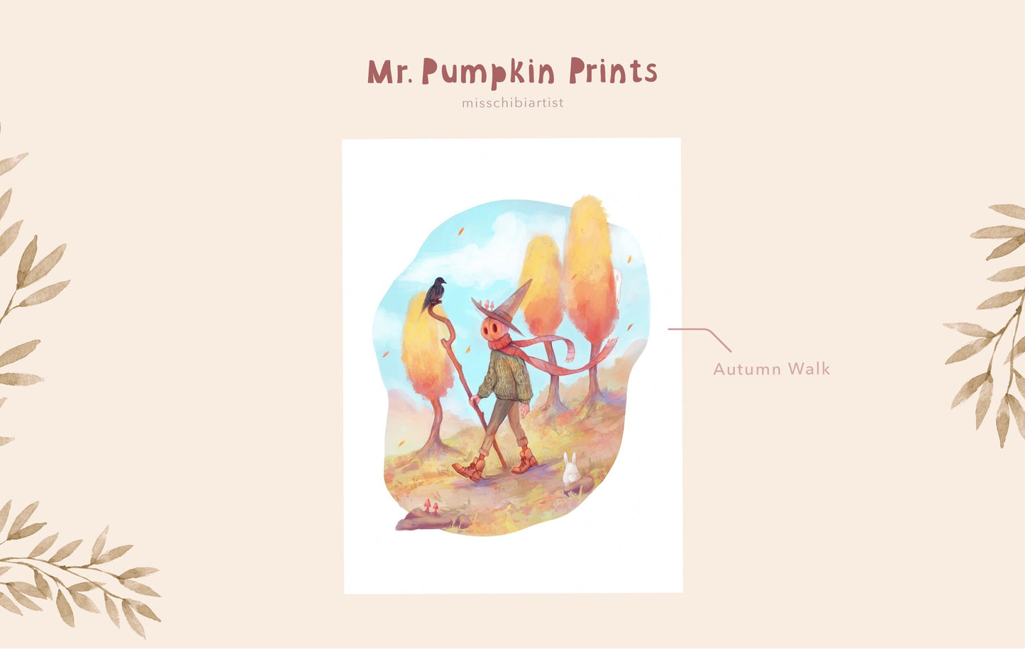 Dressed Up Mr. Pumpkin | Medium Art Print