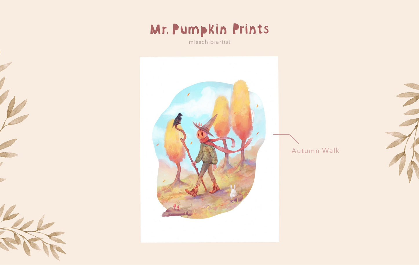 Mr. Pumpkin's Rainy Day | Medium Art Print