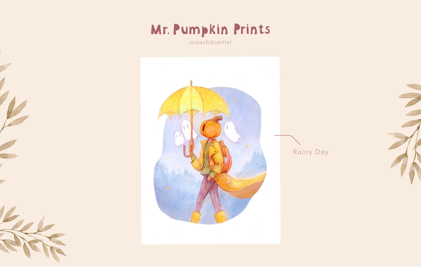 Dressed Up Mr. Pumpkin | Medium Art Print