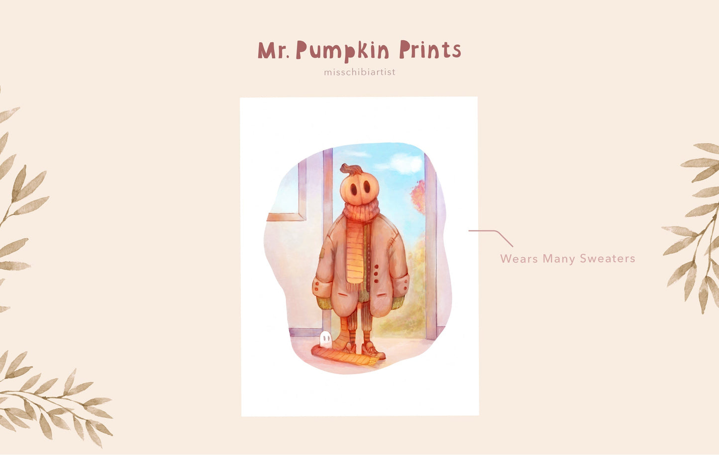 Dressed Up Mr. Pumpkin | Medium Art Print
