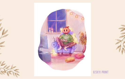 Gaming Mr. Pumpkin | Art Print