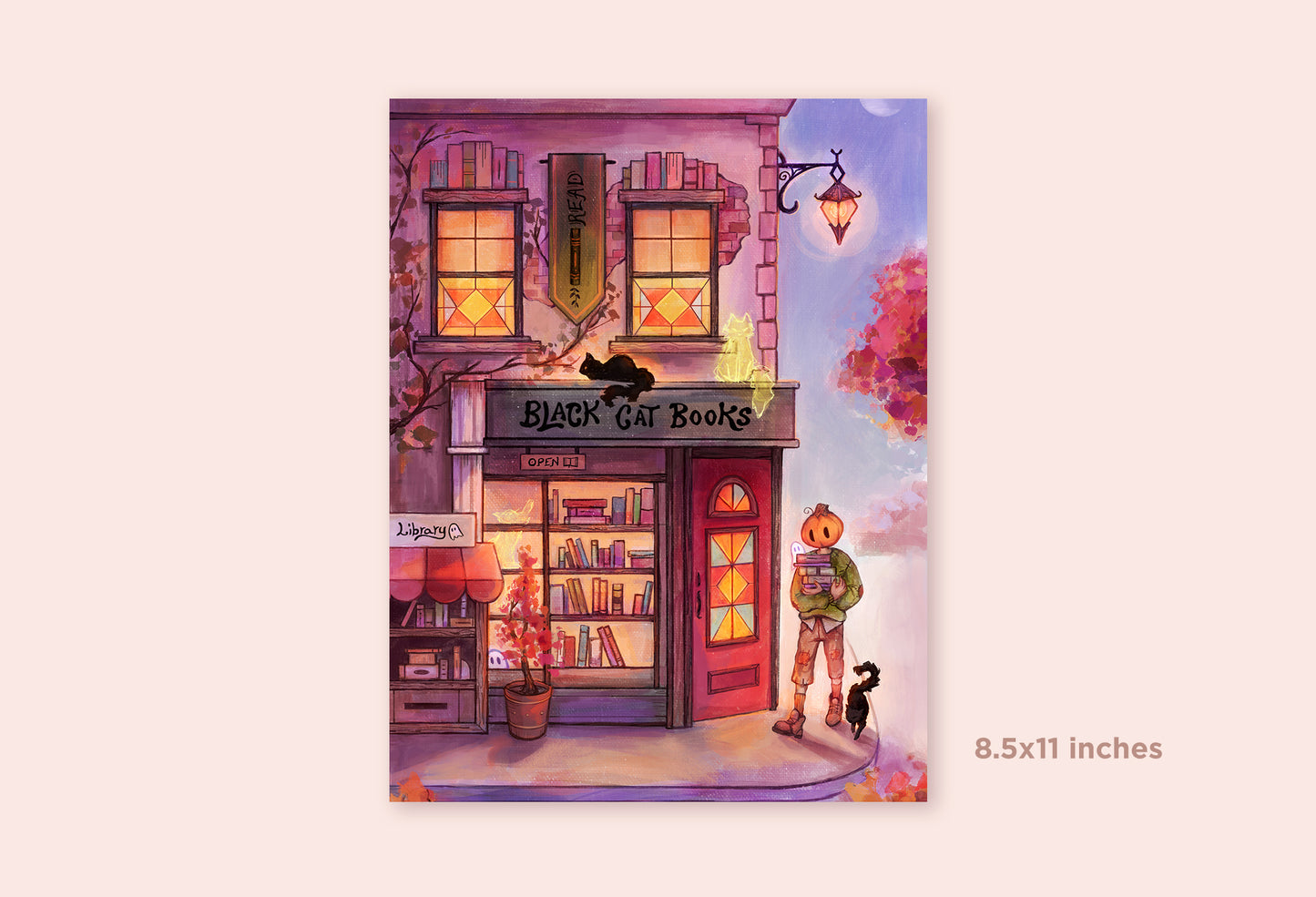 Black Cat Books | Mr. Pumpkin Art Print