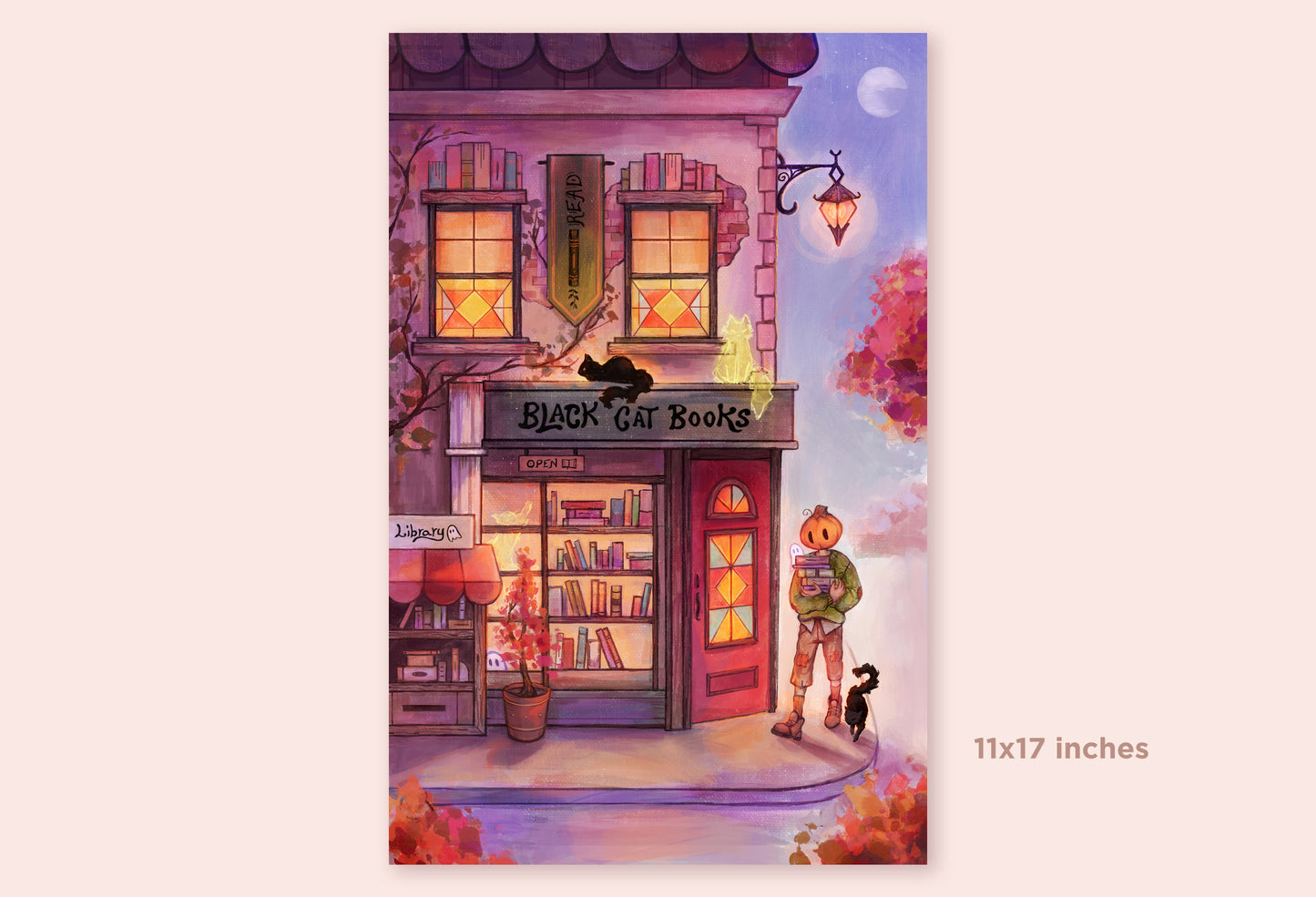 Black Cat Books | Mr. Pumpkin Art Print
