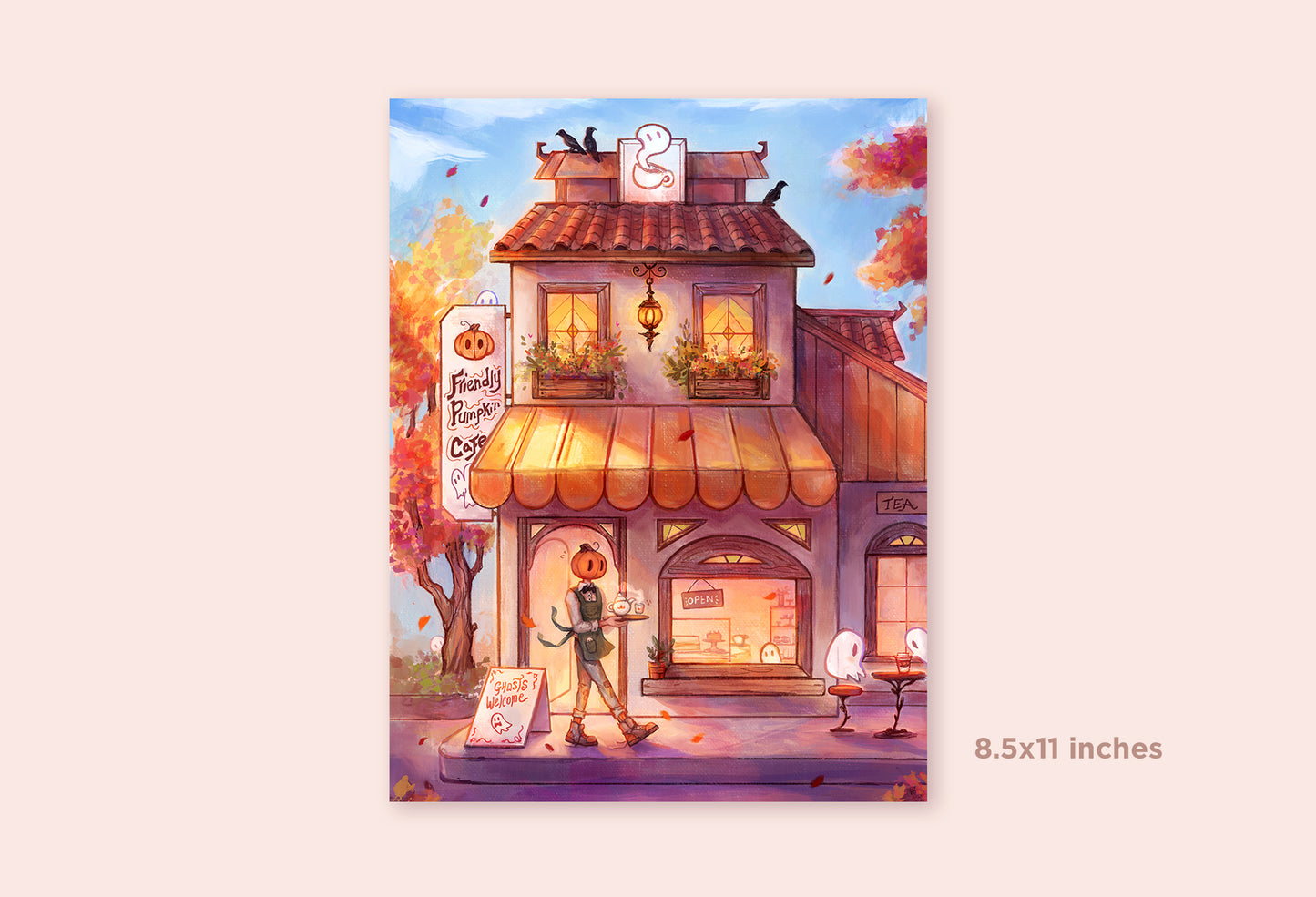 Friendly Pumpkin Cafe | Mr. Pumpkin Art Print
