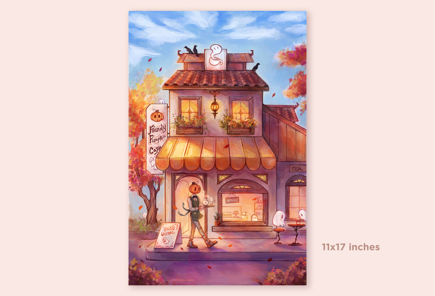 Friendly Pumpkin Cafe | Mr. Pumpkin Art Print