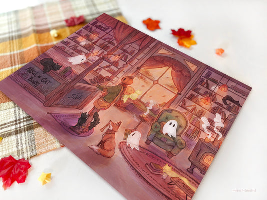 Day at the Bookstore | Mr. Pumpkin Art Print