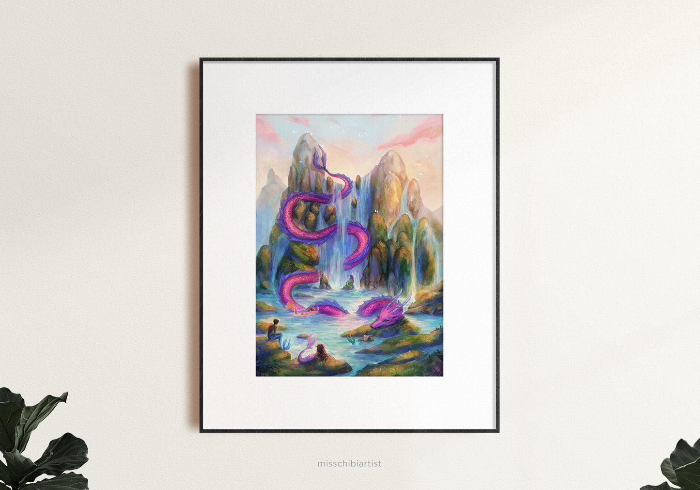 Dragon Bath | Embellished Canvas Art Print