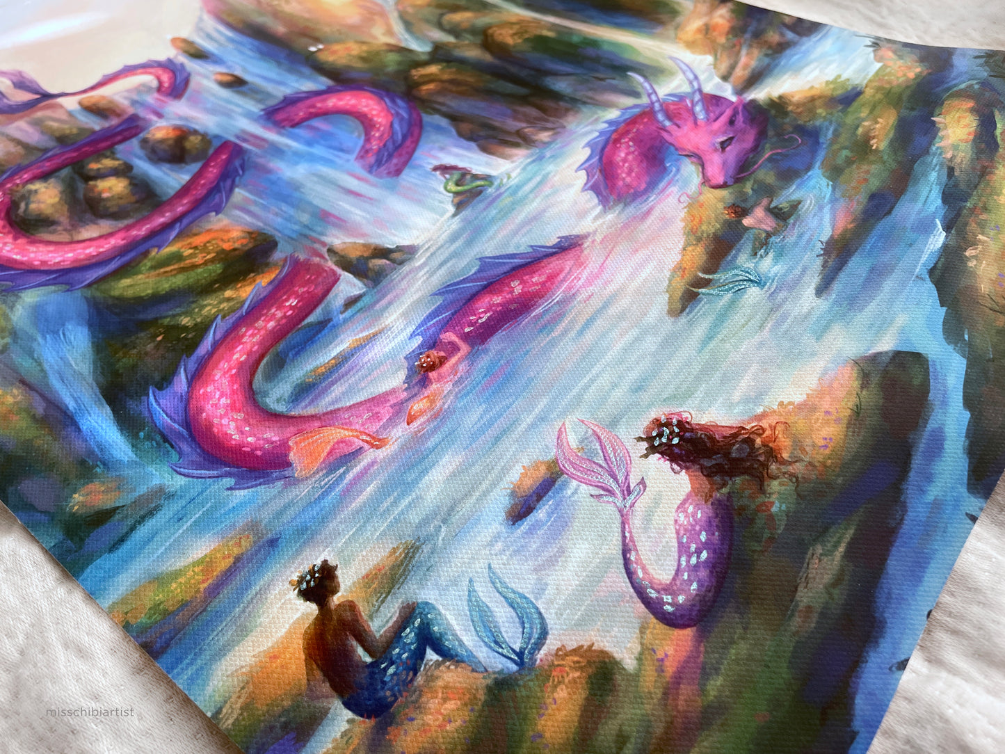 Dragon Bath | Embellished Canvas Art Print