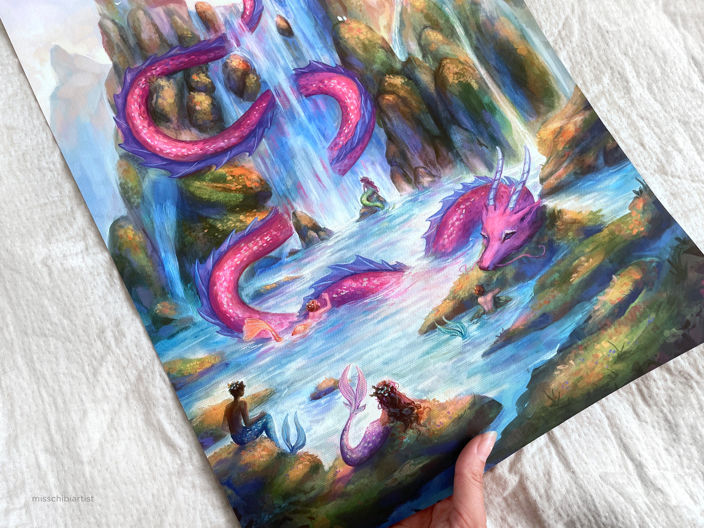 Dragon Bath | Embellished Canvas Art Print