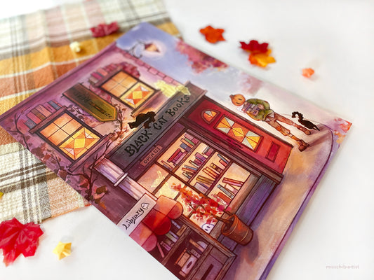 Black Cat Books | Mr. Pumpkin Art Print