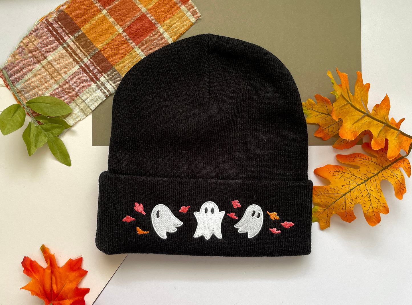 Ghost and Autumn Leaf Beanie