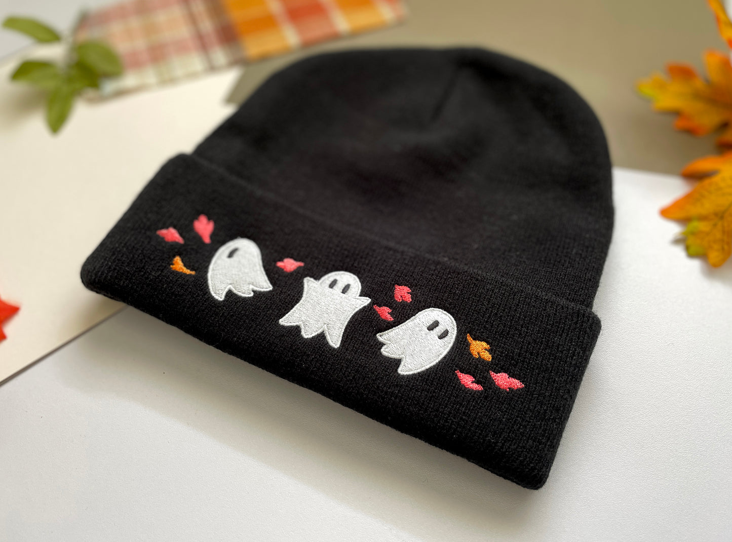 Ghost and Autumn Leaf Beanie