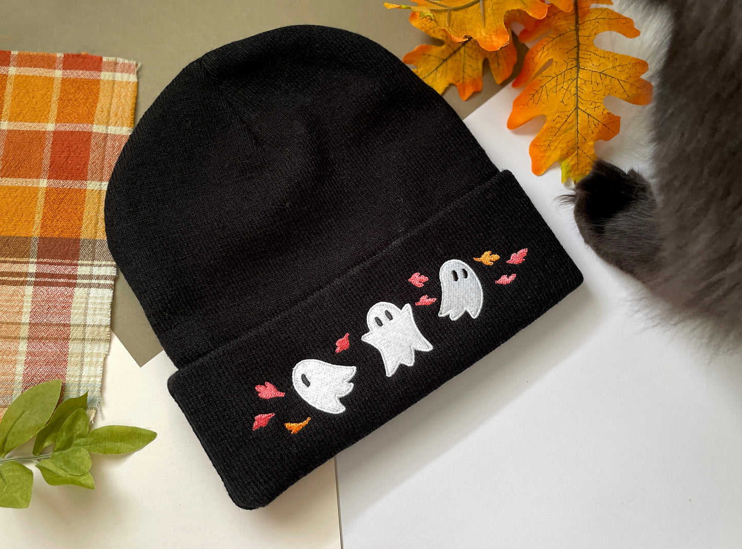 Ghost and Autumn Leaf Beanie