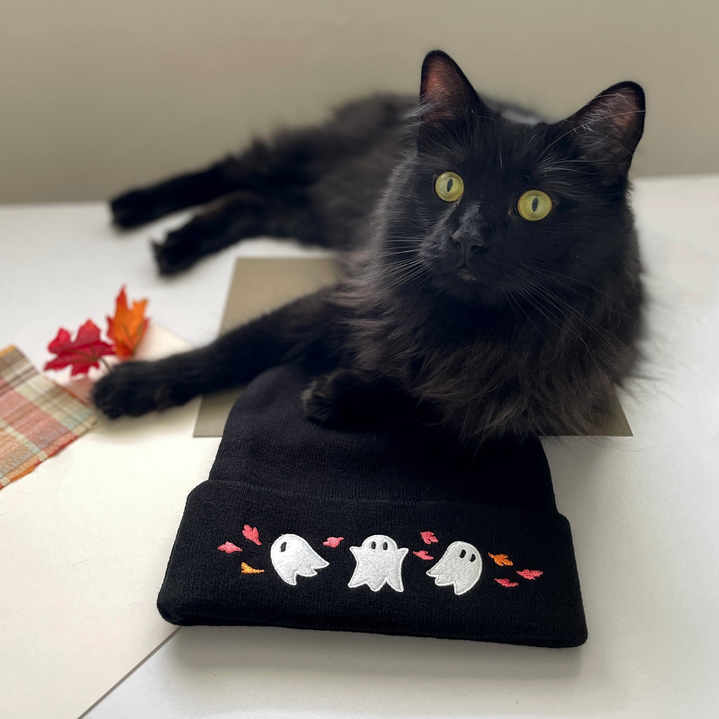 Ghost and Autumn Leaf Beanie