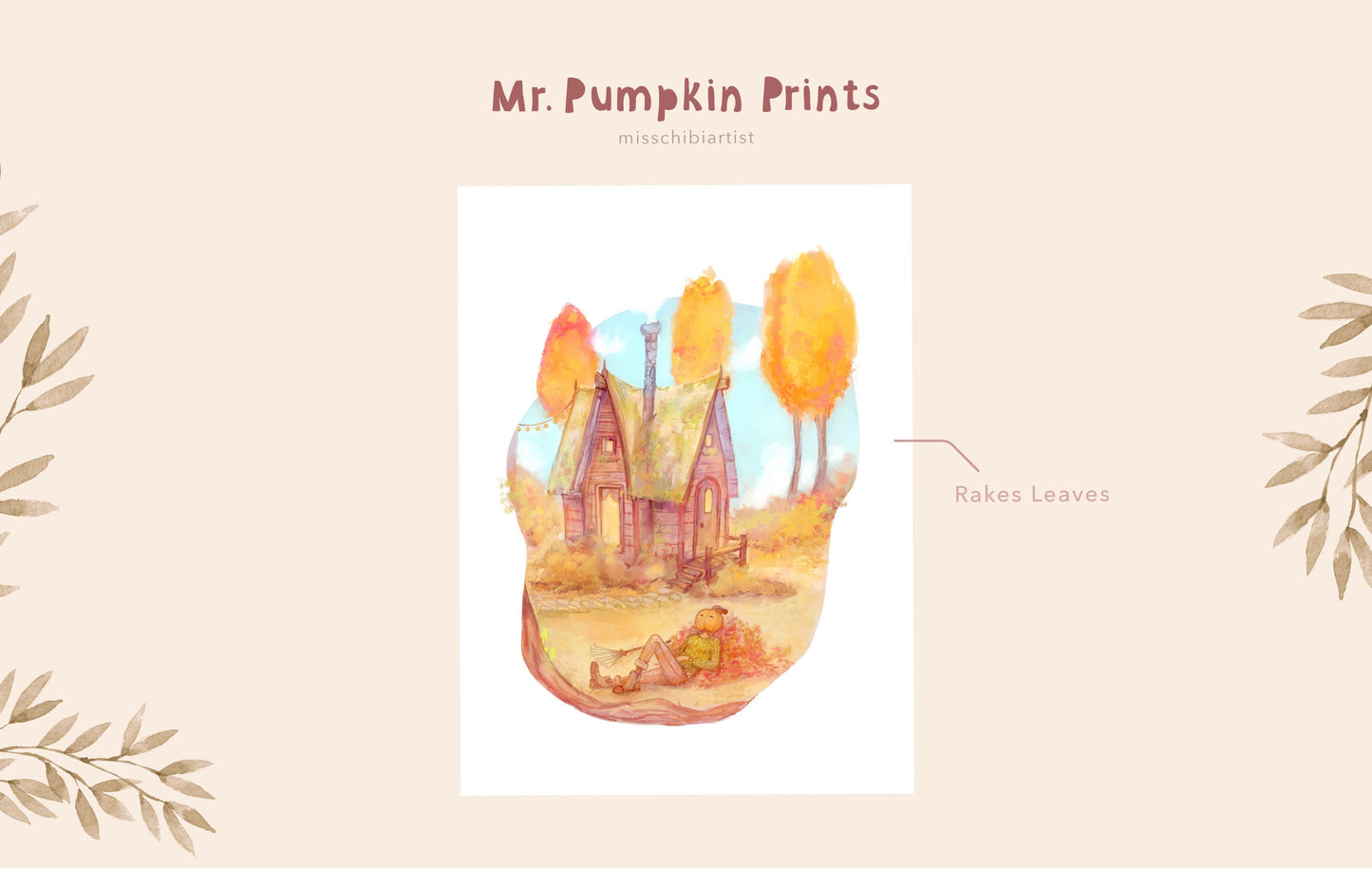 Mr. Pumpkin's Rainy Day | Medium Art Print