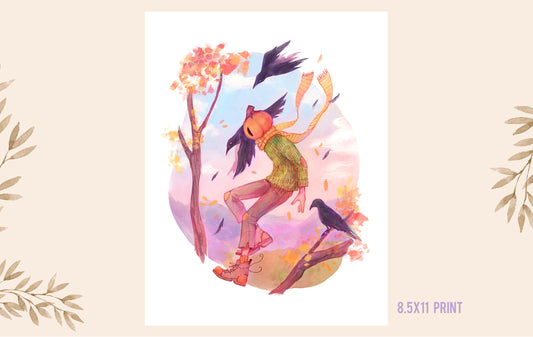 Pumpkin and Crows | Art Print