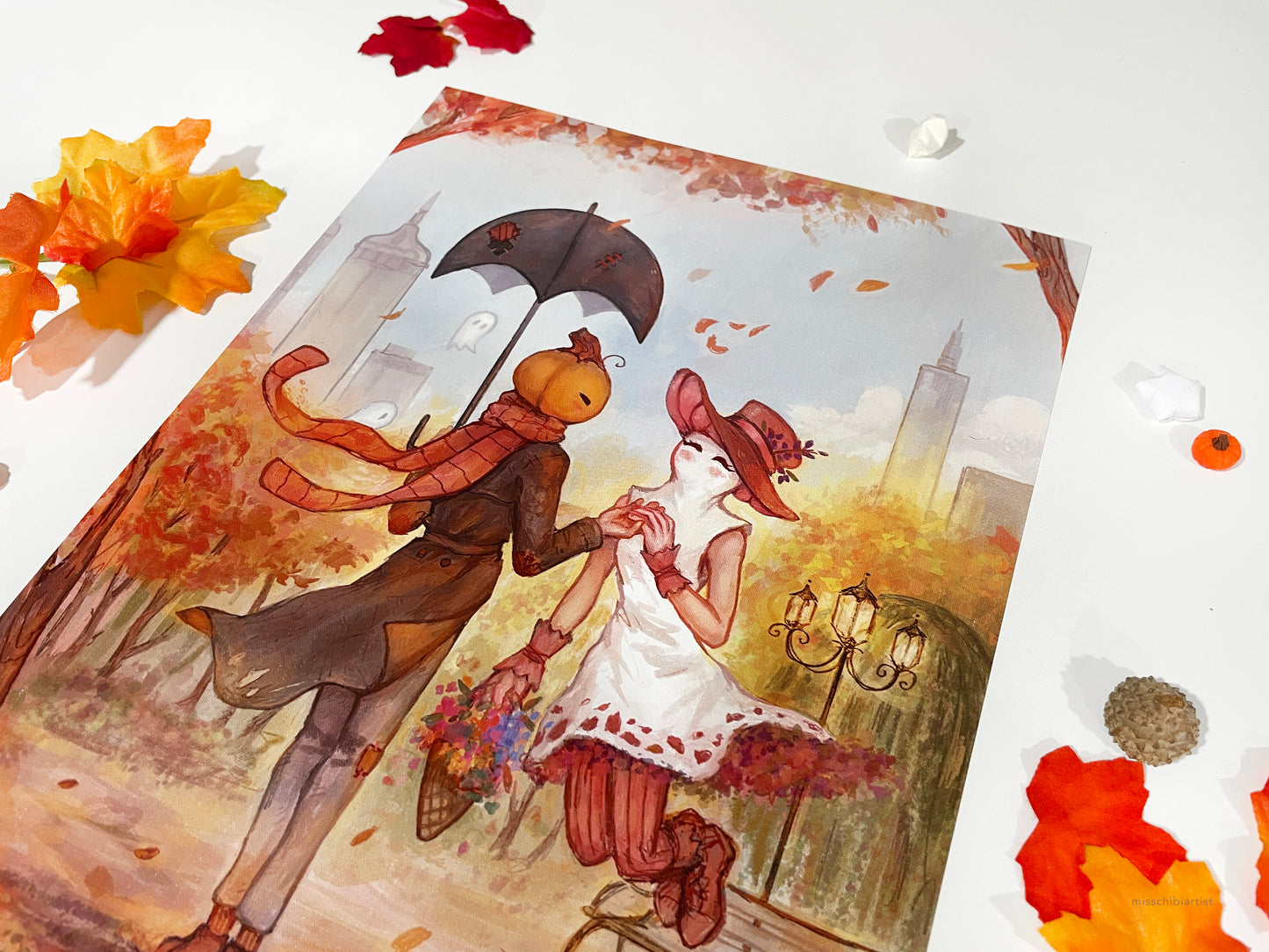 Mr. Pumpkin and Rosi Boo Valentine's Date | Art Print