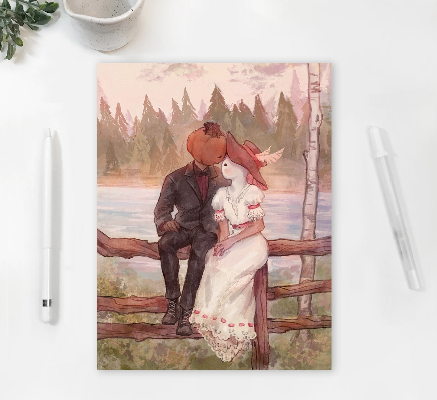 Mr. Pumpkin and Rosi Boo Valentine | Art Print