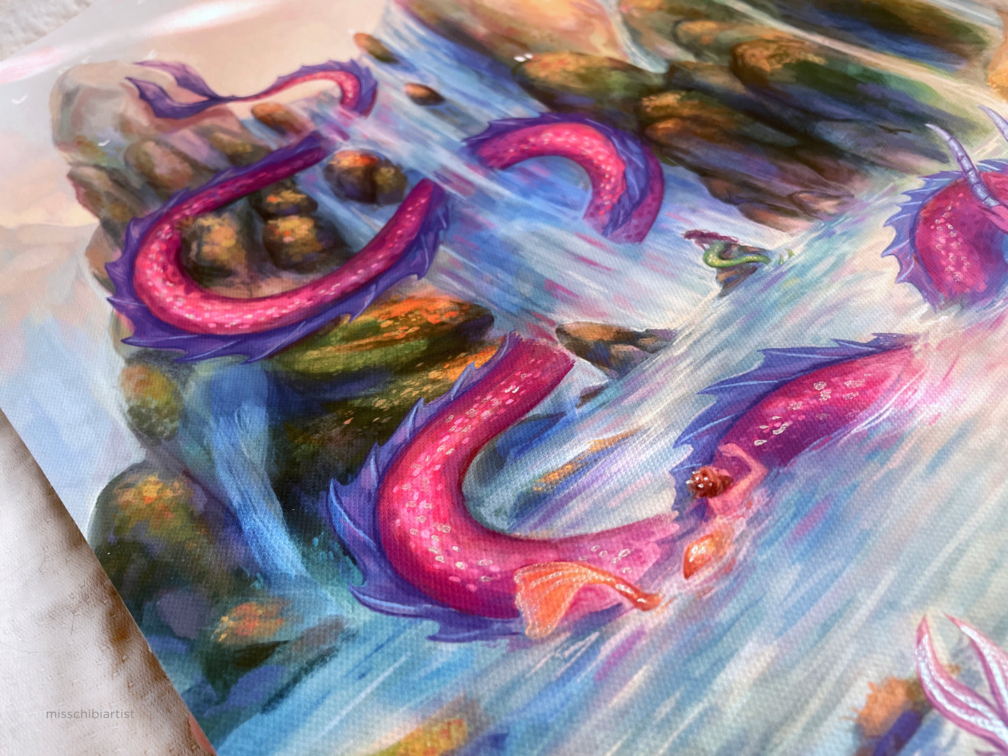 Dragon Bath | Embellished Canvas Art Print