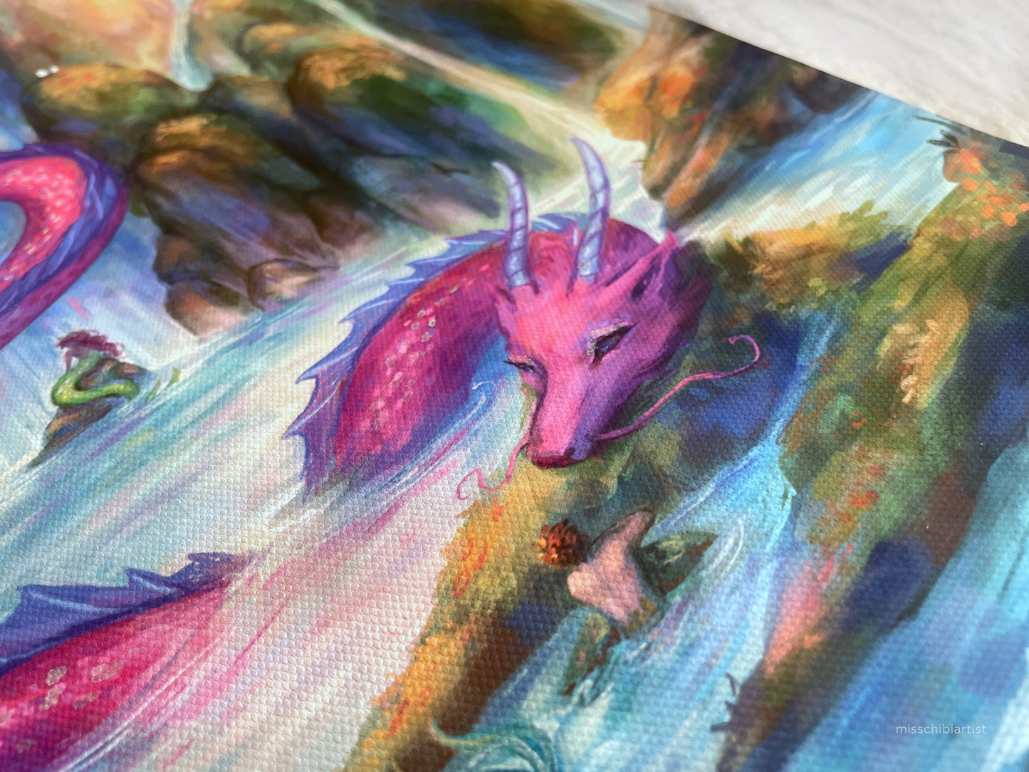 Dragon Bath | Embellished Canvas Art Print