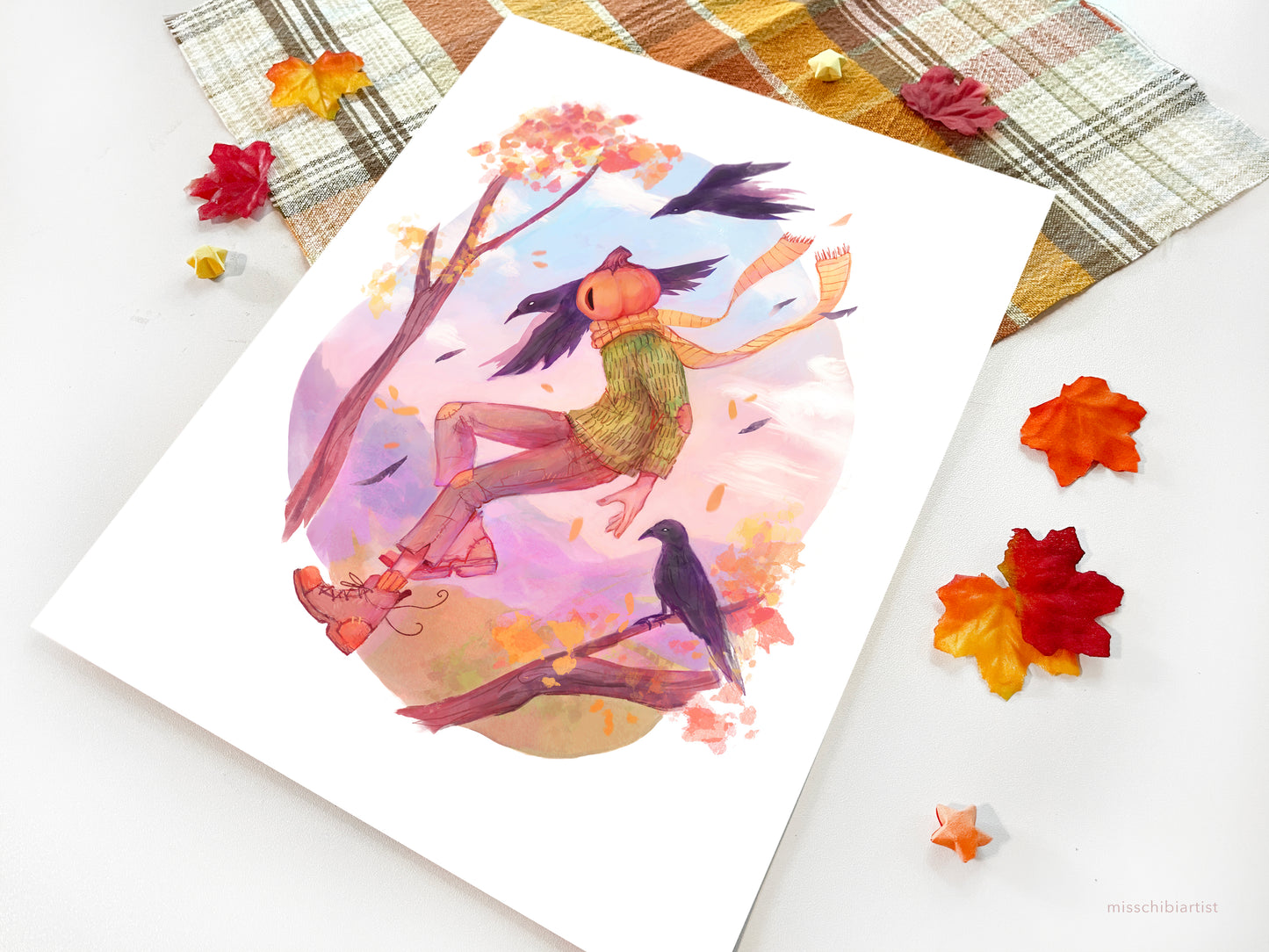 Pumpkin and Crows | Art Print