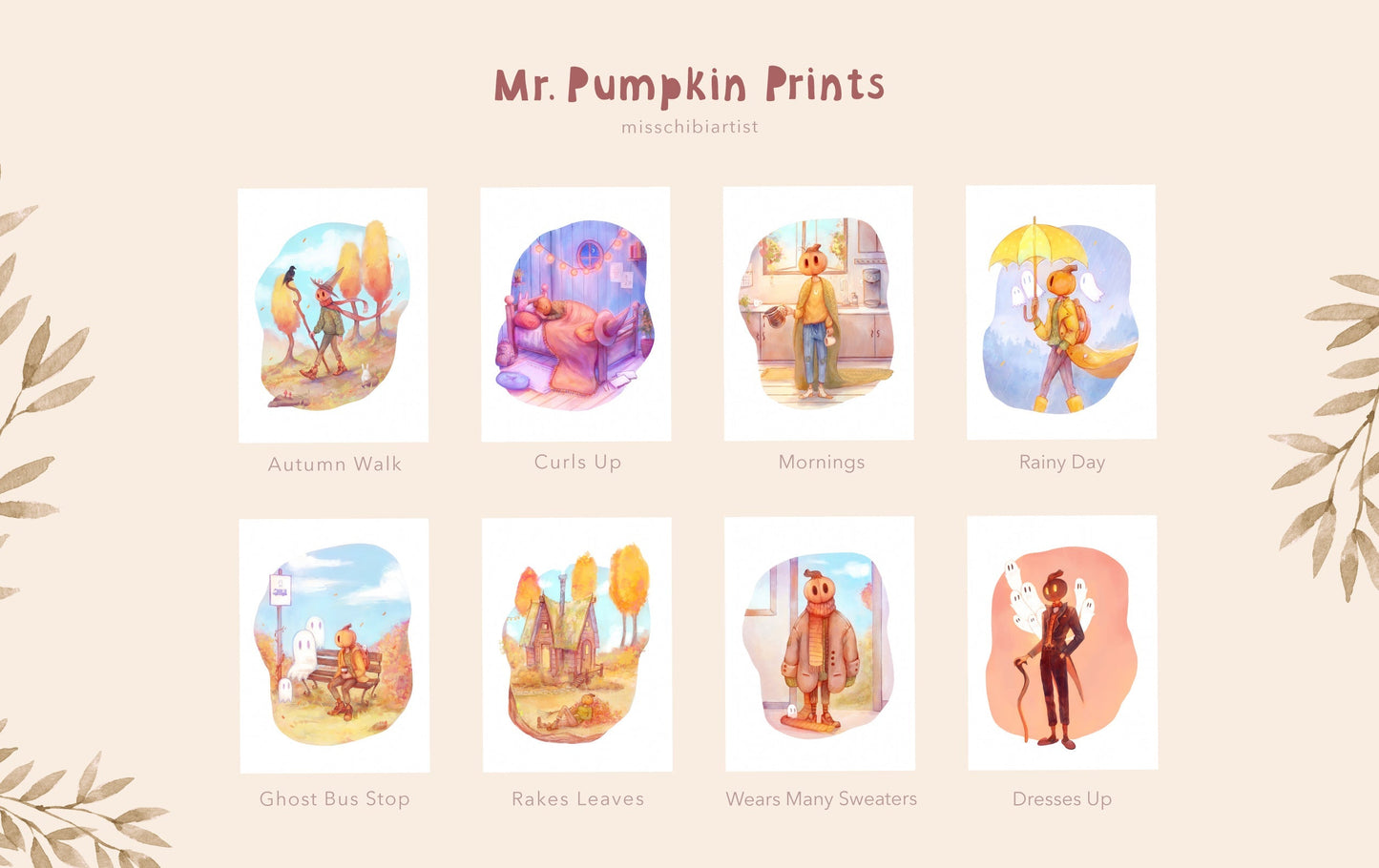 Dressed Up Mr. Pumpkin | Medium Art Print