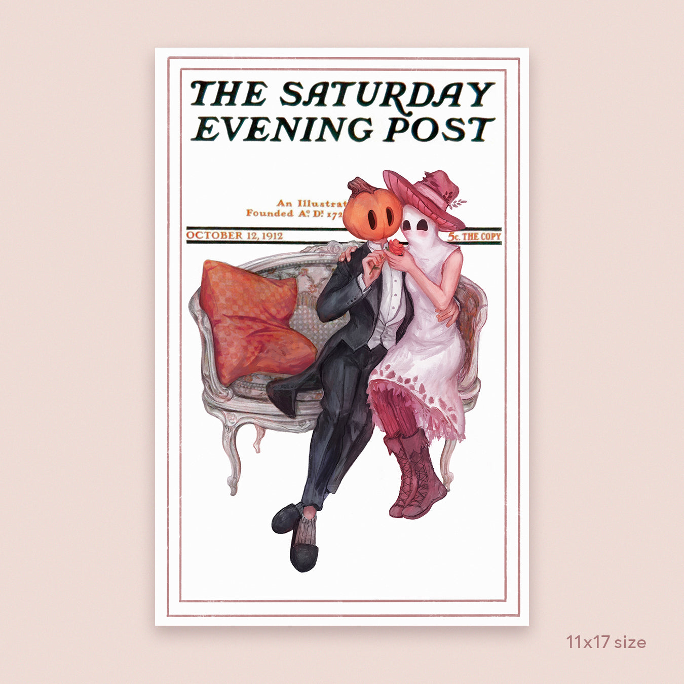 Saturday Evening Post Mr. Pumpkin and Rosi Boo | Art Print