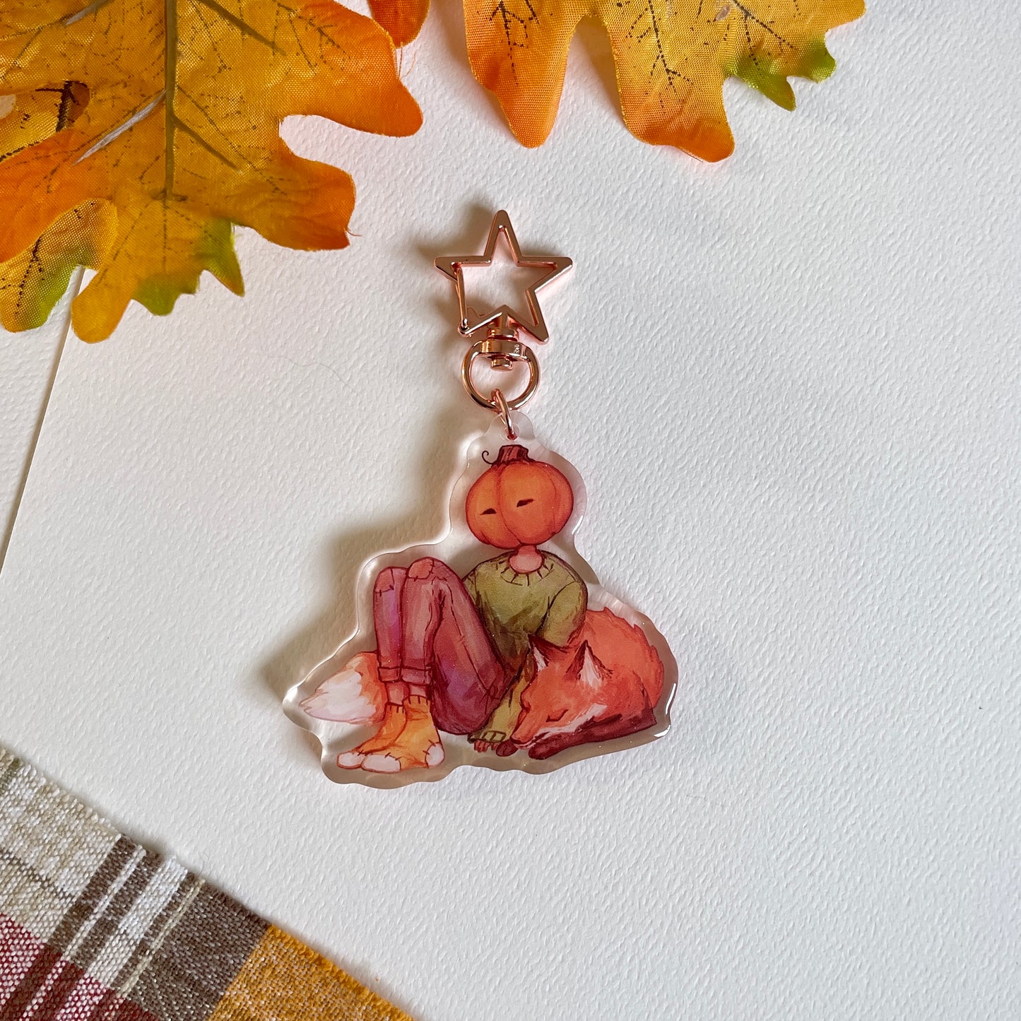 Sleepy Fox and Pumpkin | Acrylic Charm